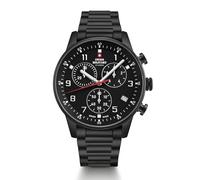 Swiss Military by Chrono SM34114.07 - Reloj de pulsera para hombre, cronógrafo, mecanismo de cuarzo con correa de acero inoxidable, analógico, color negro