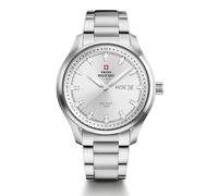 Swiss Military by Chrono SM34116.02 Reloj de pulsera para hombre con mecanismo de cuarzo con correa de metal de acero inoxidable, analógico, para hombre, día y fecha, color plateado