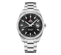 Swiss Military by Chrono SMA34110 - Reloj automático para hombre con correa de acero inoxidable, 10 ATM, fecha, cristal de zafiro, plata