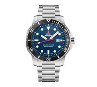 Swiss Military by Chrono SMS34102.02 - Reloj de pulsera para hombre con mecanismo de cuarzo solar con correa de acero inoxidable, analógico, color plateado