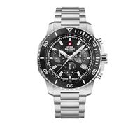 Swiss Military by Chrono SMS34113.01 - Reloj de pulsera para hombre con cronógrafo solar, mecanismo de cuarzo con correa de acero inoxidable, analógico, color negro
