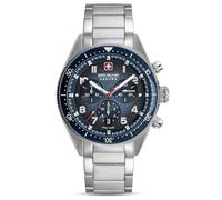 Swiss Military Hanowa Greyhound Chrono - Reloj de pulsera para hombre (43 mm de diámetro, correa de piel o metal y cristal de zafiro), Blue/Metallband, Pulsera