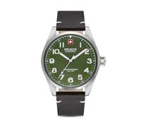 Swiss Military Hanowa Reloj Falcon para hombre, con correa de piel auténtica marrón oscuro, 42 mm, verde, Verde, 42 mm, Correa