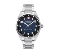 Swiss Military Hanowa SMWGA0001501 - Reloj de Pulsera para Hombre con Correa de Piel auténtica y Cristal de Zafiro, Plateado/Azul, OneSize, Pulsera