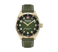 Swiss Military Hanowa SMWGA0001550 - Reloj analógico de Cuarzo Suizo para Hombre con Correa de Piel, Verde Oliva, Talla única, Correa