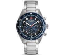 Swiss Military Hanowa Greyhound Chrono - Reloj de pulsera para hombre (43 mm de diámetro, correa de piel o metal y cristal de zafiro), Blue/Metallband, Pulsera