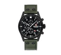 Swiss Military Hanowa Thunderbolt Chrono - Reloj de Pulsera para Hombre con Correa de Piel o Metal (43 mm, diámetro 10 ATM), Verde, Correa