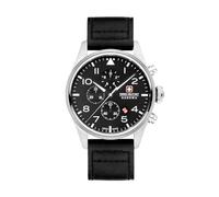 SWISS MILITARY Reloj analógico de Cuarzo para Hombre con Correa de Cuero SMWGB2200140, Negro, Talla única, Correa