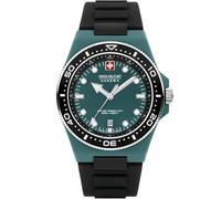 Swiss Military SMWGN0001185 - Reloj analógico de Cuarzo Suizo para Hombre con Correa de Silicona, Negro-Verde