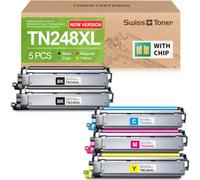 Swiss Toner TN248XL 5-Pack MFC-L3760CDW Toner MFC-L3740CDW TN248 TN-248XL | Compatible para Brother MFC-L3760CDW Toner MFC-L3740CDW MFC-L3740CDWE DCP-L3560CDW HL-L3240CDW HL-L3220CW