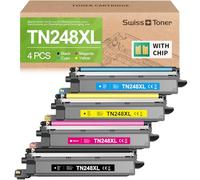 swiss toner TN248XL Compatible para Brother TN248CMYK TN-248XL TN248 Toner para Brother MFC-L3760CDW DCP-L3560CDW HL-L3240CDW MFC-L3740CDWE MFC-L3740CDW HL-L3220CW HL-L3220CWE, 4-Pack