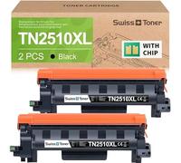 swiss toner TN2510XL Toner compatibles con Brother TN2510 TN-2510 TN-2510XL para Toner Brother MFC-l2800DW HL-l2400DWE DCP-L2620DW DCP-L2627DW DCP-L2660DW MFC-L2835DW MFC-L2860DW MFC-L2827DW,2 Negro