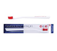 SWISSDENT Cepillo de dientes profesional Colours, suave, medio, color blanco y rojo, excelente cepillo de dientes patentado