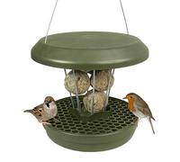 SWISSINNO Comedero de Bolas de Grasa Antirroedores - Soporte Verde 7 Bolas | SMART BIRDS Lucerne, Bandeja integrada, protección contra roedores, uso exterior en jardín y balcón, Aves Silvestres
