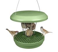 SWISSINNO Comedero para Pájaros Exterior Antirroedores con Bandeja | Davos SMART BIRDS, ASA con Protección UV, Recipiente de Policarbonato, Cable de Acero Inoxidable, Dos Cámaras, Jardín Balcón