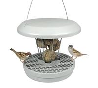 SWISSINNO Comedero para Pájaros - Lucerne Smart Birds - Soporte para Bolas de Sebo con Bandeja - Estación Alimentación Antirroedores - para 7 Bolas de Grasa - Gris Claro