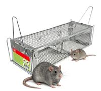 SWISSINNO Trampa para Ratas y Ratones Viva Pro con Doble Entrada - Jaula de Captura Humanitaria - Acero Galvanizado 41×15×12 cm - Reutilizable - Interior y Exterior