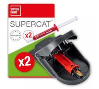 SWISSINNO Trampa para Ratones Pro - 2 Trampas de Resorte con Cebo SuperCat | Mantequilla de cacahuete - sistema Easy Catch, reutilizables, higiénicas, fiables, incluye 2 jeringas de cebo, captura rápida