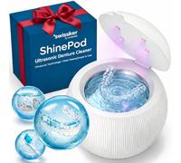 Swissklip ShinePod - Cápsula de limpieza dental ultrasónica | Máquina limpiadora de retenedores ultrasónicos | Limpiador de protector bucal | Limpiador de protector nocturno | Limpiador de alineadores