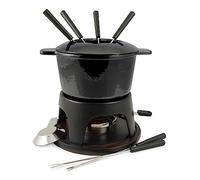 Swissmar F66708 Sierra Fondue Set 11 piezas, hierro fundido/acero inoxidable, negro metálico, 1,6 L, juego de fondue multiusos para carne, queso y chocolate, caja de regalo