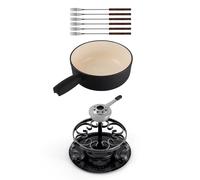 Swissmar KF-66513 Lugano - Juego de fondue de 9 piezas, hierro fundido/acero inoxidable, negro mate, 2 L, juego de fondue multiusos para carne, queso y chocolate, en caja de regalo