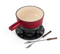Swissmar KF-66517 Lugano - Juego de fondue (9 piezas, hierro fundido/acero inoxidable, color rojo cereza, 2 L, para carne, queso y chocolate, para 4 personas)