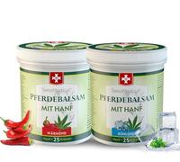 SwissMedicus Bálsamo de caballo con cáñamo refrescante y cálido, crema de masaje para músculos y ligamentos, ideal para deportistas, extractos de plantas naturales, 2 x 250 ml