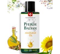 SwissMedicus Bálsamo para caballos, aceite de masaje, aceite de hierbas con 25 hierbas y vitamina E, aceite de almendra, girasol y castaño, relajante para músculos y articulaciones, 200 ml