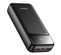 Swissten Batería Externa 20000mAh con USB-C y 2 USB Pantalla LED Compacta,