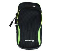 Swissten Brazalete Deportivo Cremallera Neopreno Antitranspirante, Verde lima