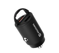 Swissten Cargador de coche ultracompacto con salidas USB-C y USB 30W Nano,