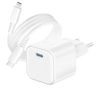 Swissten Cargador de Pared GaN USB-C PD 20W con Cable USB-C a USB-C 1.2m,