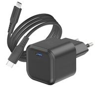 Swissten Cargador de Pared GaN USB-C PD 20W con Cable USB-C a USB-C 1.2m,