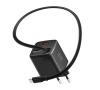 Swissten, Cargador de Red USB-A 30W con Cable Retráctil USB-C 0.75m Integrado