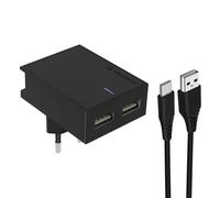 Swissten Cargador Doble USB 3A Smart IC + Cable USB-C Slim,