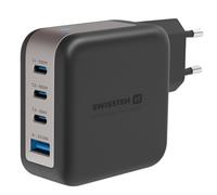 Swissten Cargador GaN 100W 3x USB-C + USB carga rápida compacto,