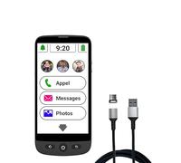 swissvoice - Smartphone S510-M + Cable de Carga magnético - Fácil de Usar - Botón SOS - Smartphone 4G para Mayores - Libre - Negro