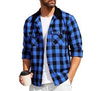 SwissWell Camisa a Cuadros Hombre Camisa de Franela para Hombre Sudaderas de Leñador de Manga Larga Exteriore Camisa Casual con Capucha Azul Oscuro XXL