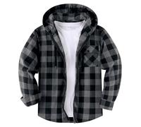SwissWell Camisas Franela para Hombre Camisas a Cuadros con Capucha Camisa de Manga Larga Chaqueta Camisa de Leñador para Trabajo Senderismo Camping