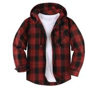 SwissWell Camisas Franela para Hombre Camisas a Cuadros con Capucha Camisa de Manga Larga Chaqueta Camisa de Leñador para Trabajo Senderismo Camping