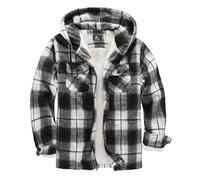 SwissWell Hombres Camisa Chaqueta Chaqueta de Franela a Cuadros Gruesos Forro de Felpa Casual Forrado Sudadera Capucha Hombres Sudadera Capucha Chaqueta Invierno Bolsillos(Negro-XL)