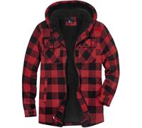 SwissWell Hombres Camisa Chaqueta Cuadros de Franela a Cuadros Gruesos Forro Felpa Casual Forrado Hombres Sudadera Capucha Chaqueta Invierno con Bolsillos(Rojo 3XL)
