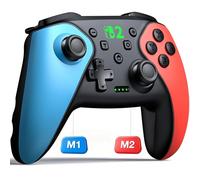 Switch 2 Controlador para Nintendo Switch 2/Switch 1/Lite/OLED/Android/iOS/PC, Switch Wireless Pro Controller funciona con programable, batería de 1000 mAh, vibración, turbo y despertador, rojo y azul
