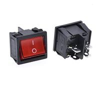 Switch 5pCS CD5 21x24mm Rocer Switches It 4 Pin 2 Posiciones 10A/125V AC ON-Off Semáforo LED Luz Roja Accesorios con Luces 6A(KCD5 red light)