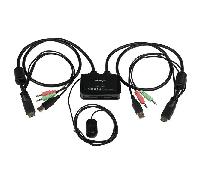StarTech Conmutador KVM SV211HDUA – 2 puertos HDMI, USB y audio, cables integrados, 1080p – Negro