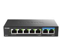 D-Link DMS-107/E, Switch Multigigabit, sin gestión, sobremesa, dos puertos 2.5 Gigabit (2.500 Mbps) y 5 puertos Gigabit, ideal para enlace a NAS o servidores, metálico, Plug and Play