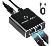 Switch Ethernet 1 a 2, RJ45 Splitter 1000Mbps Ethernet 2 Ports Network LAN Switch Gigabit Splitter de Cable Cat5/5e/6/7/8 Gigabit Network para Ordenadores Routers Hubs Decodificadores