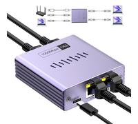Switch Ethernet 1 a 3 1000Mbps Aluminio Gigabit Ethernet Splitter Duplicador RJ45 con Cable De Alimentación USB C para Ordenadores Routers Decodificadores TV Digital