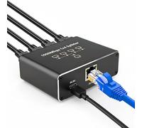 Switch Ethernet 1 a 4, 1000Mbps Gigabit RJ45 Splitter 4 Puertos, LAN Network Adapter con Alimentación USB C, Duplicador RJ45, Divisor Ethernet para Ordenador Hub Routers Conmutador Decodificadores