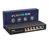 Switch Ethernet 10G No Gestionado de 6 Puertos, 4 Puertos Base-T de 2.5G, 2 Puertos RJ45 de 10Gb, Compatible con 100/1000/2500Mbps, Metálica, VLAN, Switch de Red YuanLey 2.5Gbe para NAS 2.5G/10G